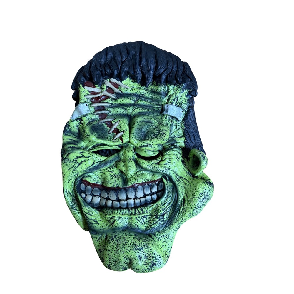 Vintage Frankenstein Monster Latex Halloween Mask Green Horror Costume 2009